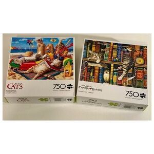 Buffalo Games Cat Puzzle Bundle 2x 750pc Charles Wysocki Steve Read